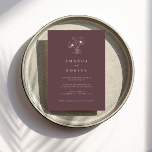 Dusty Rose Simple Elegant Wedding Invitation