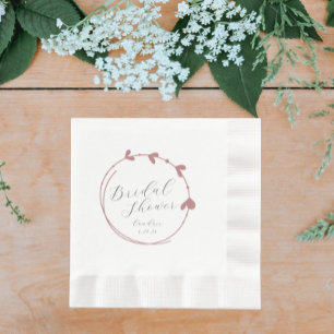 Dusty Rose Simple Heart Wreath Bridal Shower Napkin