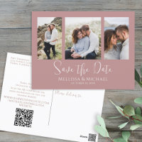 Dusty Rose Simple Minimalist Photo Collage QR Code