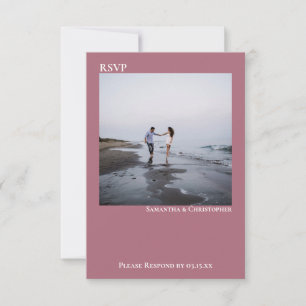 Dusty Rose Simple Modern Minimalist Photo Wedding RSVP Card