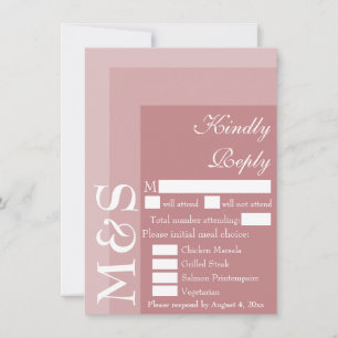 Dusty Rose Simple Modern Script Wedding RSVP Card