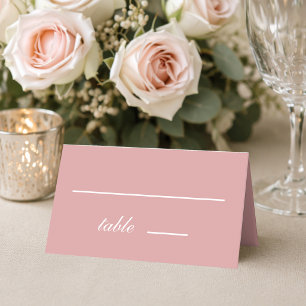 Dusty Rose Simple Pink White Calligraphy Wedding Place Card