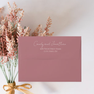Dusty Rose Simple Style Modern Script Wedding Envelope