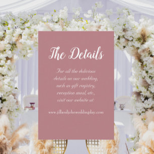 Dusty Rose Simple Style Wedding Details Enclosure Card
