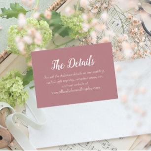 Dusty Rose Simple Style Wedding Details Enclosure Card
