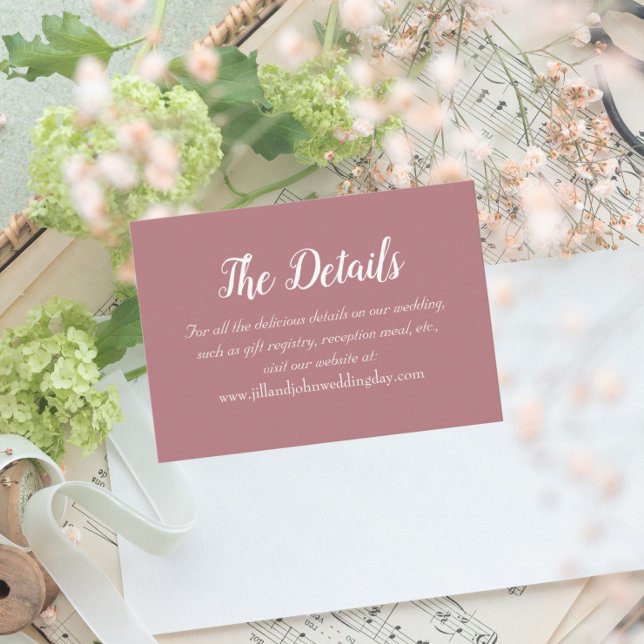 Dusty Rose Simple Style Wedding Details Enclosure Card (In Situ Wedding)