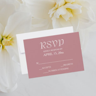 Dusty Rose Simple Style Wedding RSVP Card
