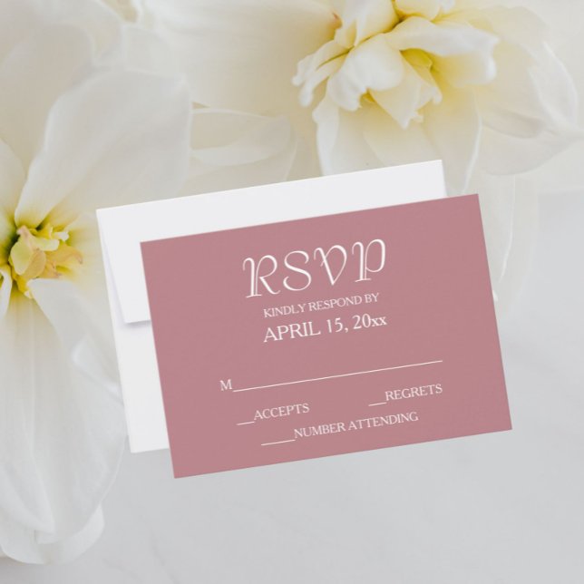 Dusty Rose Simple Style Wedding RSVP Card (In Situ Wedding)