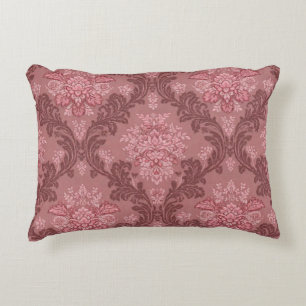Dusty Rose Soft Pink Burgundy Elegant Damask Decorative Cushion