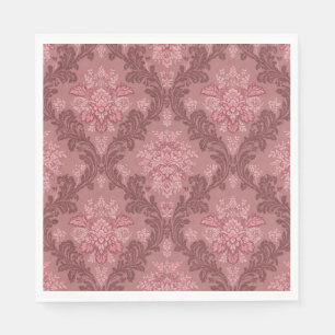 Dusty Rose Soft Pink Burgundy Elegant Damask Napkin