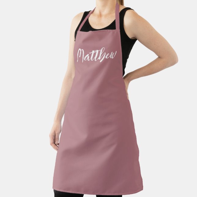  dusty  rose  solid colour -personalised apron (Insitu)