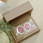 Dusty Rose Solid Colour Stylised Monogram Cufflinks<br><div class="desc">A pair of sterling silver plated, round cufflinks for the fashionable man to match his outfit that feature a trendy, dusty rose colour along with his name printed in white, upper case letters and superimposed with white, stylised initials. Personalise your cufflinks by editing and replacing name and initials as desired....</div>