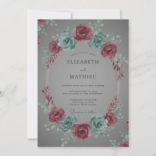 Dusty Rose Sophisticated Winter Wedding Invitation (Front)