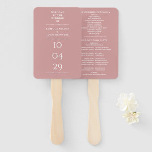 Dusty Rose Special Date Wedding Program Hand Fan