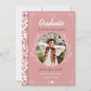 Dusty Rose Story Book Graduation Invitation
