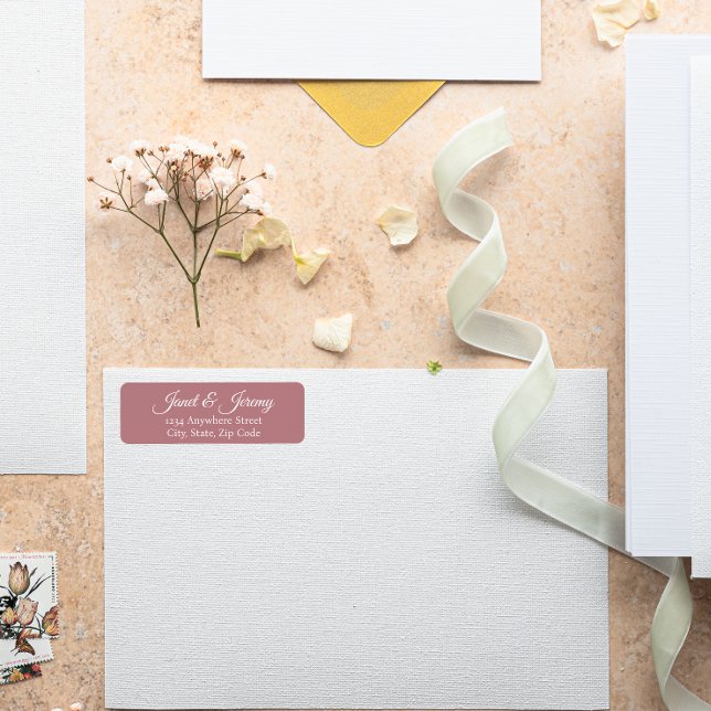 Dusty Rose Stylised Names Wedding Return Address (In Situ Wedding)