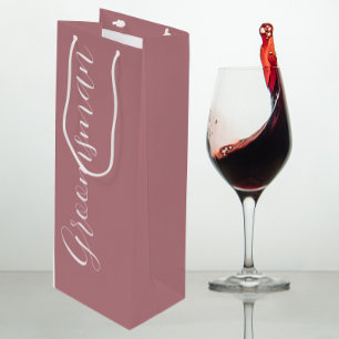 Dusty Rose Stylised Script Wedding Groomsman Wine Gift Bag