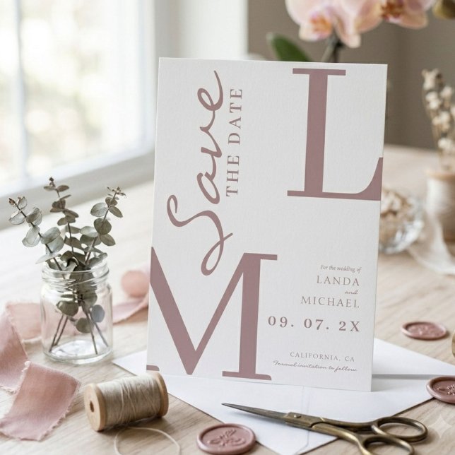 Dusty Rose Stylish monogram wedding Save The Date (Creator Uploaded)