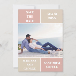 Dusty rose taupe colour block wedding Save the Dat Save The Date