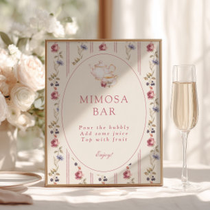 Dusty Rose Tea Party Mimosa Bar Poster
