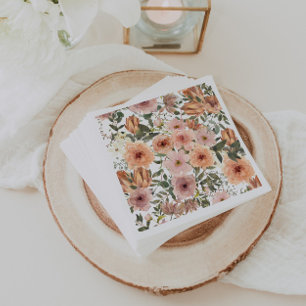 Dusty Rose Terracotta Floral Napkin