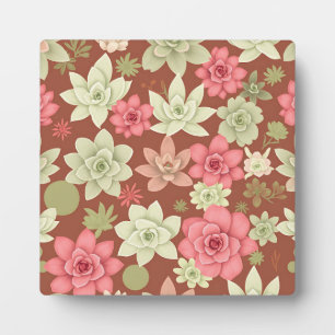 Dusty Rose Terracotta Succulent Echeveria Floral Plaque