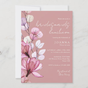 Dusty Rose Transparent Floral Bridesmaids Luncheon Invitation