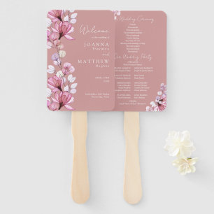 Dusty Rose Transparent Floral Wedding Program Hand Fan