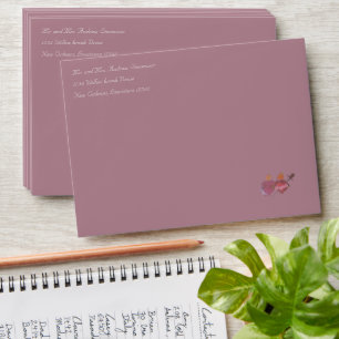 Dusty-Rose Two Hearts Catholic Wedding Invitation Envelope