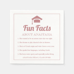 Dusty rose typography Fun Facts graduation cap Napkin