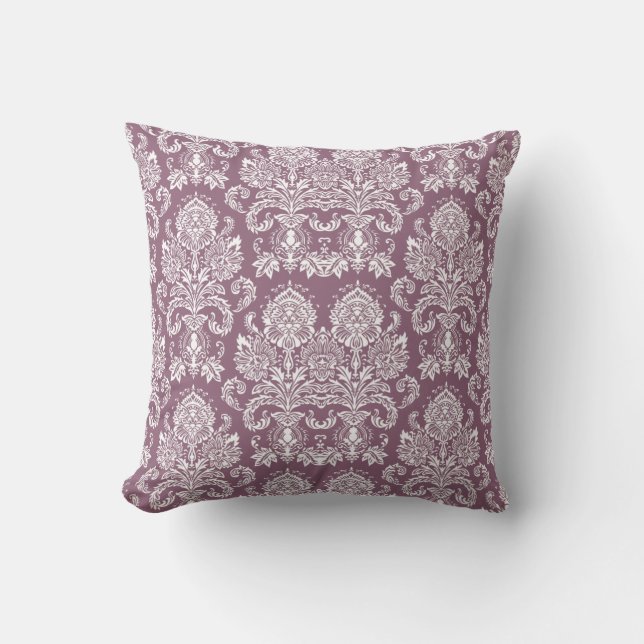 Dusty Rose Victorian Damask Cushion (Front)