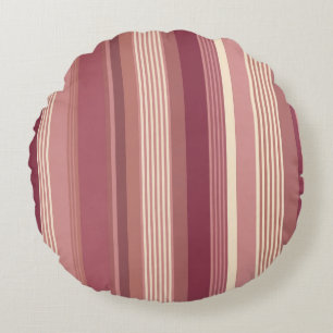 Dusty Rose Warm Muted Pinks Bold Stripes Round Cushion