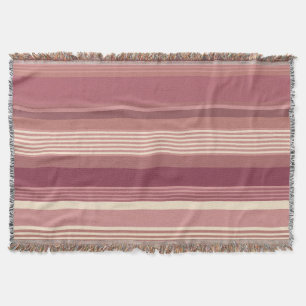 Dusty Rose Warm Muted Pinks Bold Stripes Throw Blanket