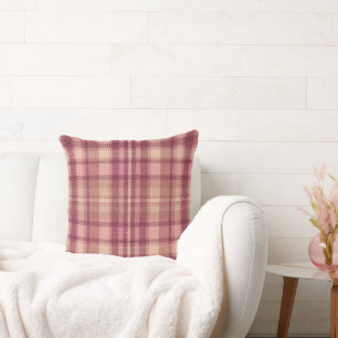 Dusty Rose Warm Muted Pinks Rosy Hues Plaid Cushion