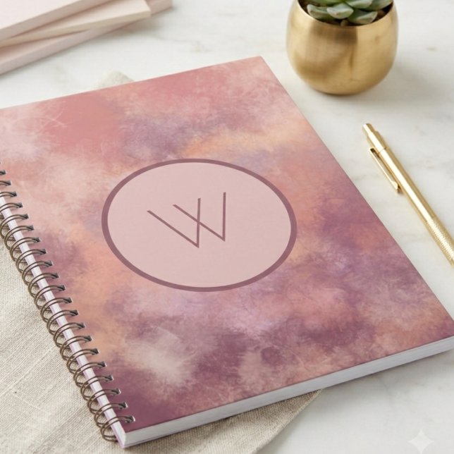 Dusty Rose Watercolor Abstract Monogram Journal (Elevate your daily note-taking with this elegant dusty rose watercolor monogram journal.)