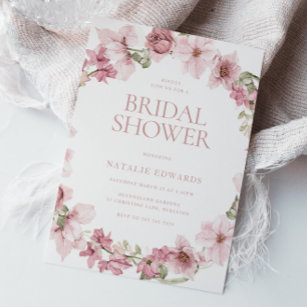 Dusty Rose Watercolor Floral Bridal Shower Invitation
