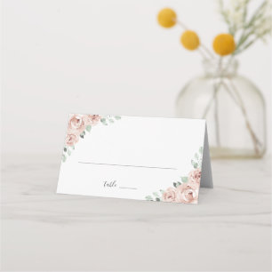 Dusty Rose Watercolor Floral Elegant Wedding Place Card