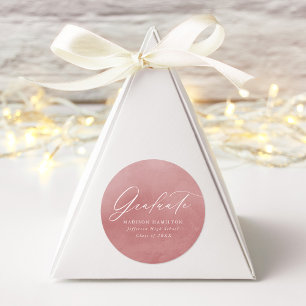 Dusty Rose Watercolor Graduation Classic Round Sticker