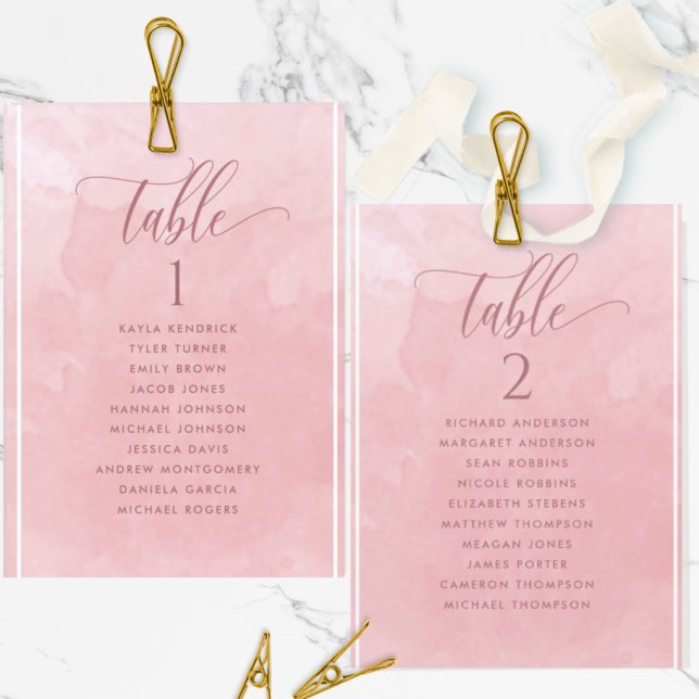 Dusty Rose Watercolor Seating Plan Card Guest Name (Creator Uploaded)
