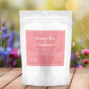 Dusty Rose Waterproof Bath Salts Pouch Label