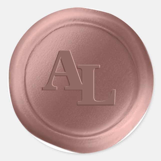 Dusty Rose Wax Seal Monogram Wedding Stickers (Front)