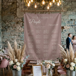 Dusty rose Wedding Alphabetical Seating Chart Tapestry