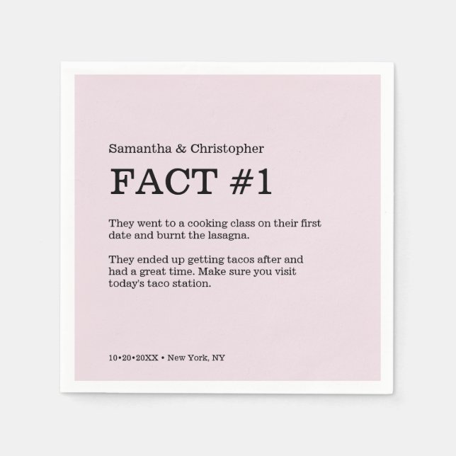 Dusty Rose Wedding Custom Fact Napkins (Front)