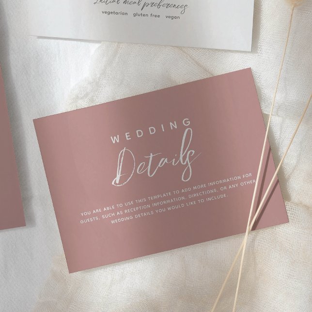 Dusty Rose Wedding Details Enclosure Card (Creator Uploaded)
