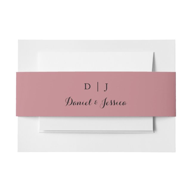 Dusty Rose Wedding Invitation Belly Band (Front Example)