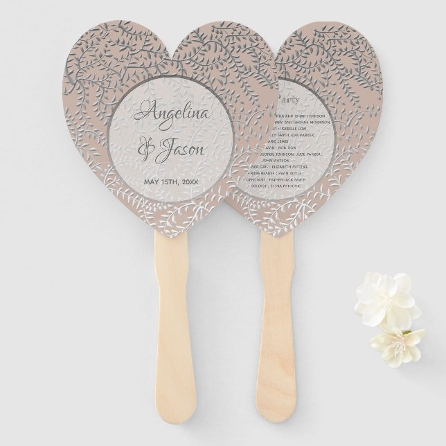 Dusty Rose Wedding Party Hand Fan (Front and Back)