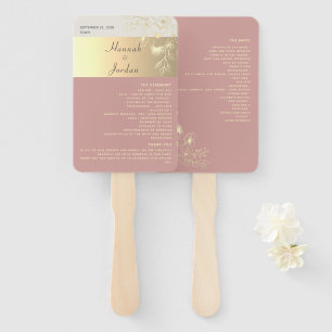 Dusty Rose Wedding Program Hand Fan