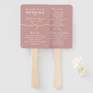 Dusty Rose Wedding Program Hand Fan