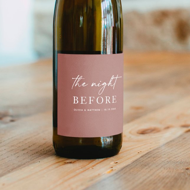 Dusty Rose Wedding Rehearsal Dinner | Night Before Wine Label (Creator Uploaded)