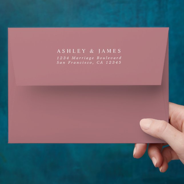 Dusty Rose Wedding Return Address Envelope (Hand)